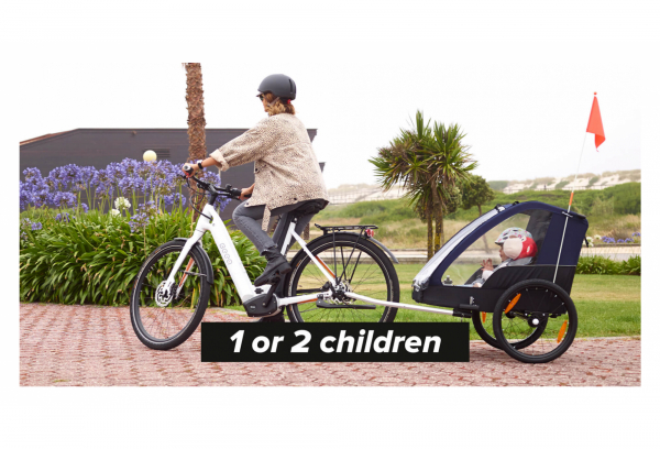 Remorque vélo 2 places enfant avec double siège et amortisseurs Polisport